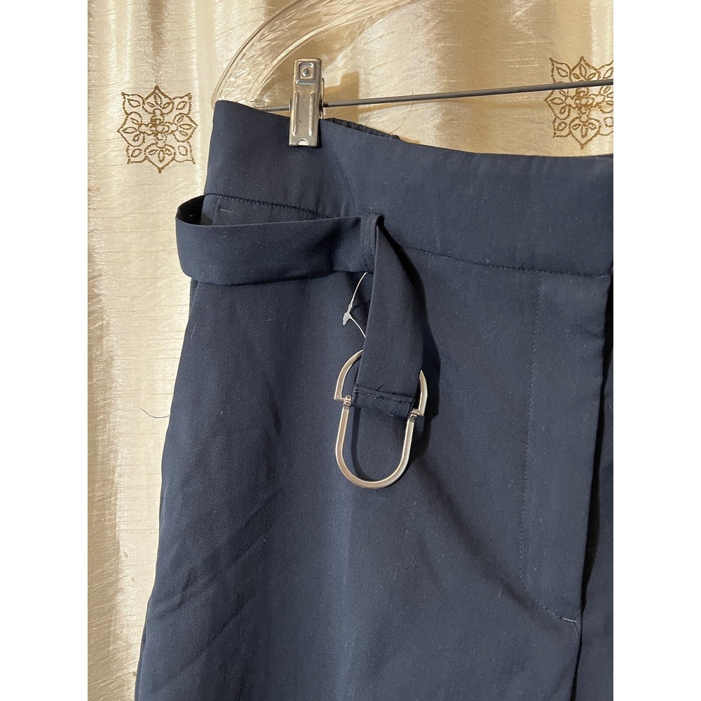 NWT Nicole Miller Womens Black Belted Wide Leg elastic back Dress Pants size 14 - Picture 2 of 6